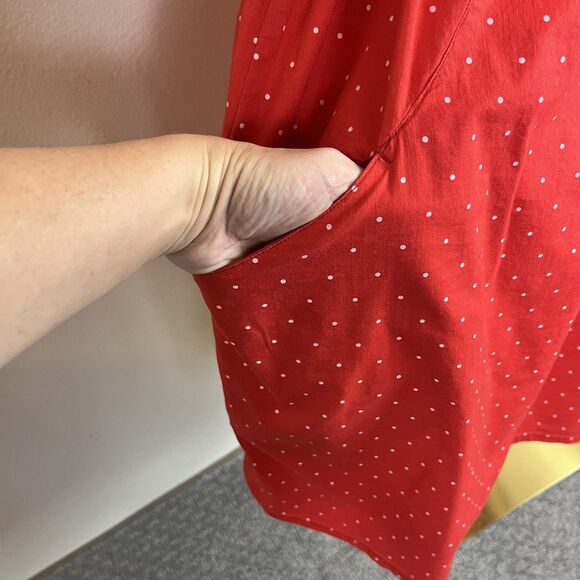 Columbia PFG Shirt Dress Womens 3X Red Polka Dot Sleeveless Fishing Pockets - Picture 5 of 10